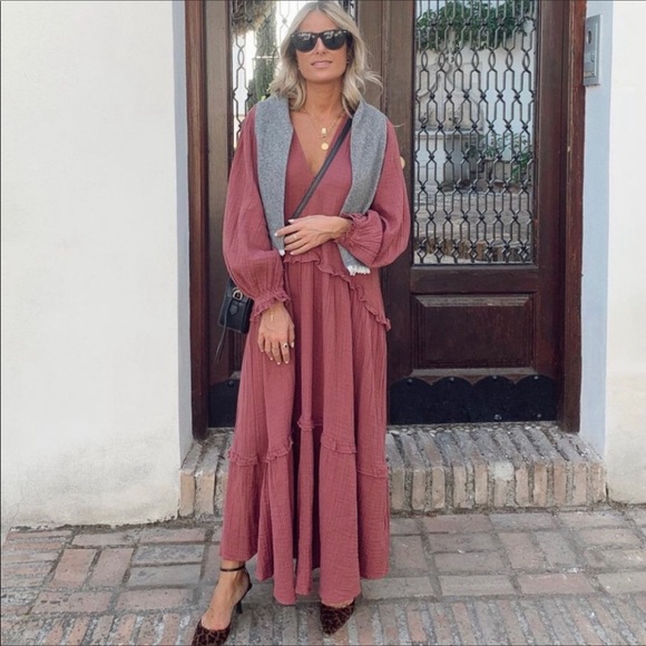 LAST NWT ZARA PLEATED DRESS DARK PURPLE - Picture 2 of 10